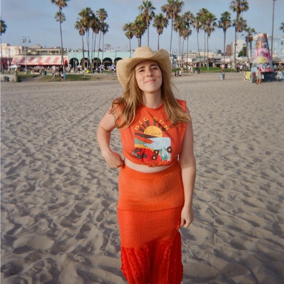 Micas - Big Sur Top and Orange Knit Skirt - Size M - Picture 2 of 7